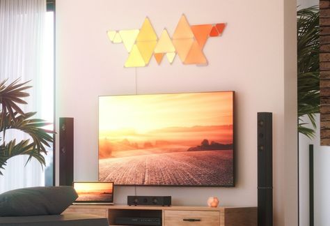 Nanoleaf Hexagon, Triangle Lighting, Nanoleaf Lights, Light Panels, Faceted Design, Smart Bulbs, Color Picker, Small Corner, Smart Lighting