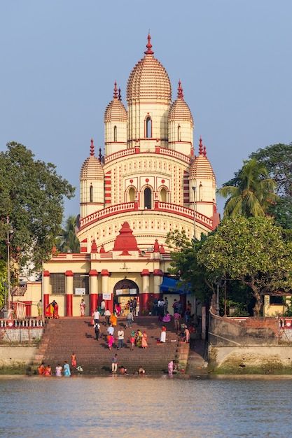 Dakshineswar kali temple | Premium Photo #Freepik #photo #indian-temple #temple #indian-heritage #indian-architecture Kolkata Kali Maa Temple, Dakshineswar Kali Maa, Dakshineswar Temple, Dakshineshwar Kali, Dakshineswar Kali Temple, Rani Rashmoni, Dakshineswar Kali, Temple Plan, Kali Mandir