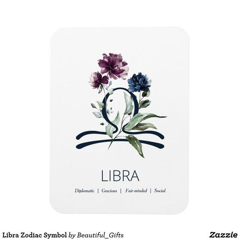 Libra Zodiac Symbol Magnet Libra Flower, Libra Zodiac Symbol, Libra Zodiac Tattoos, Libra Images, Floral Zodiac, Watercolor Tattoo Flower, Zodiac Tattoos, Zodiac Symbols, Libra Zodiac