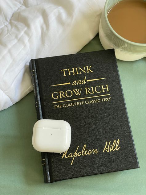 Rich Mindset Aesthetic, Think And Grow Rich Book Aesthetic, Growth Mindset Aesthetic, Think And Grow Rich Book, Coffee Vibes Aesthetic, Principles Of Success, The Power Of The Mind, Coffee Vibes, Self Help Skills