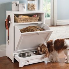 Pet Feeding Station - Build Space for your Animals Storage Bins Diy, Boy Toy Storage, Dog Station, Food Storage Shelves, Toy Room Organization, Pet Station, Small Pantry Organization, Kitchen Appliance Storage, Pan Storage