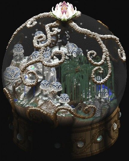 Cool Snow Globes, Snow Globe Minecraft, Minecraft Globe, Jellyfish Minecraft Build, Minecraft Sphere, Minecraft Snow Builds, Minecraft Dome, Minecraft Christmas, Minecraft Building Blueprints