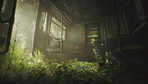 ArtStation - Abandoned Train - Lighting Study [UE4], Sergio Graña Soft Apocalypse Aesthetic, Soft Apocalypse, No Baked, Lighting Study, Apocalypse Landscape, Post Apocalyptic City, Apocalypse World, Apocalypse Aesthetic, Post Apocalyptic Art