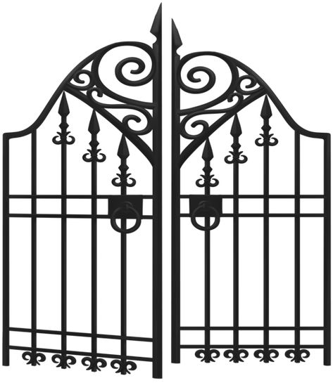 Gate Silhouette, Black Metal Gate, Stencil Outline, Metal Gate, Castle Gate, Happy Birthday Png, Wednesday Adams, Wrought Iron Gate, Halloween Clips