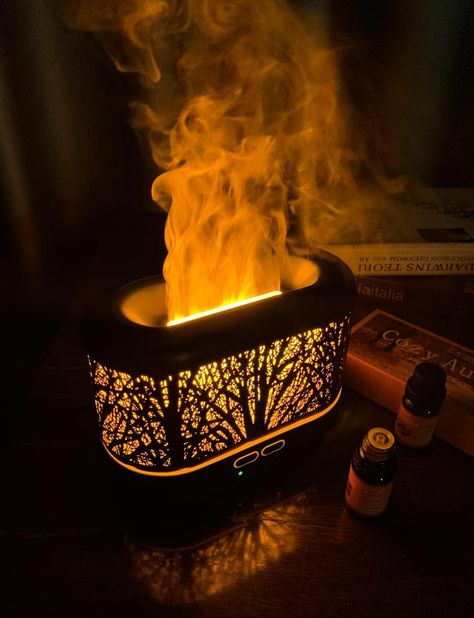 Brilliant Metal Flame Oil Diffuser: The light is a soothing amber, flame oil diffuser appears to be a miniature warm fireplace. With its warm night light, it features as higher light, breathe light and lower light; When compared to other diffusers, it has a superb appearance of fire/smoke and diffuses the fragrance quite well. 2023 Gift Ideas, Warm Fireplace, Air Diffusers, Scent Diffuser, Vanilla Fragrance, Aromatherapy Diffuser, Air Humidifier, Aroma Diffuser, Aromatherapy Diffusers