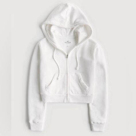 Brand New, Never Worn Cropped Zip Up Hoodie, Hollister Jackets, Cropped Zip Up, Zip Up Hoodies, Mens Outfitters, White Hoodie, Full Zip Hoodie, Colorful Hoodies, Hoodie Top