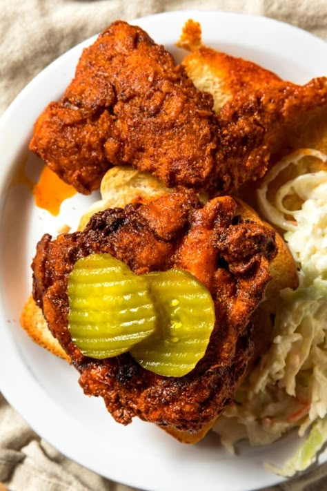 Nashville Hot Chicken (Easy Recipe) - Insanely Good Nashville Hot Chicken And Waffles, How To Make Nashville Hot Sauce, Chicken Shack Chicken Recipe, Nashville Hot Chicken Tacos, Hot Nashville Chicken Recipe, Dave’s Hot Chicken Copycat Recipe, Dave’s Hot Chicken Recipe, Daves Hot Chicken Copycat, Hattie B's Hot Chicken Recipe