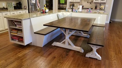 Kitchen Island Booth Kitchen Island With Booth Seating, Kitchen Island Booth, Island Booth, Kitchen Island Bench, Booth Decor, Industrial Dining Chairs, Kitchen Island Table, Beach House Kitchens, Kitchen Dinning Room