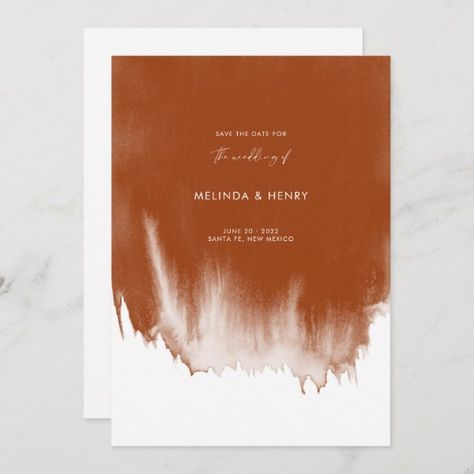 Terra Cotta Wedding, Orange Watercolor, Wedding Fall, Dream Wedding Ideas Dresses, Watercolor Wash, Desert Wedding, Wedding Save The Date, Wedding Mood Board, Wedding Color