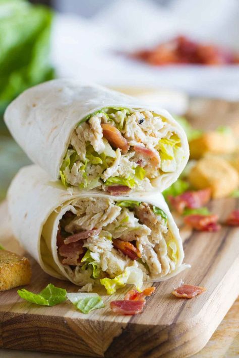 Chicken Caesar Wraps - Taste and Tell Caesar Wrap, Pollo Teriyaki, Chicken Caesar Wrap, Salad Wrap, Dinner Recipes Healthy Family, Wrap Recipe, Chicken Caesar, Healthy Family Dinners, Chicken Caesar Salad