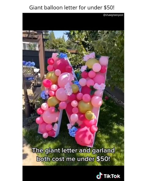 Balloon Letters Diy, Giant Balloons, Diy Letters, Diy Birthday Decorations, Teen Posts, Balloon Diy, Letter Balloons, Mosaic Diy, Balloon Decorations Party