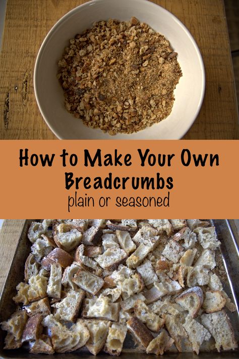 These homemade breadcrumbs are quick, economical, and made with simple ingredients. They are the perfect way to use up stale or scrap bread. Breadcrumb Recipe, Make Bread Crumbs, Homemade Breadcrumbs, How To Make Breadcrumbs, Meatballs Chicken, Bread Crumbs Recipe, Dry Bread, Make Bread, Diy Pantry