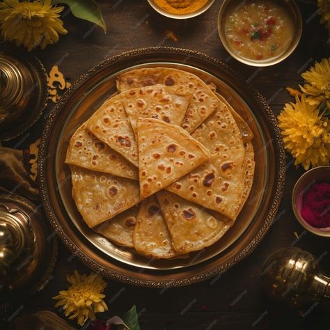 Indian Puran Poli popular dish Ganpati special sweet dish | Premium AI-generated image Puran Poli, Sweet Dish, Saree Poses, Free Business Card Mockup, Event Food, Business Card Maker, Flyer Maker, Poster Maker, Beautiful Flowers Pictures