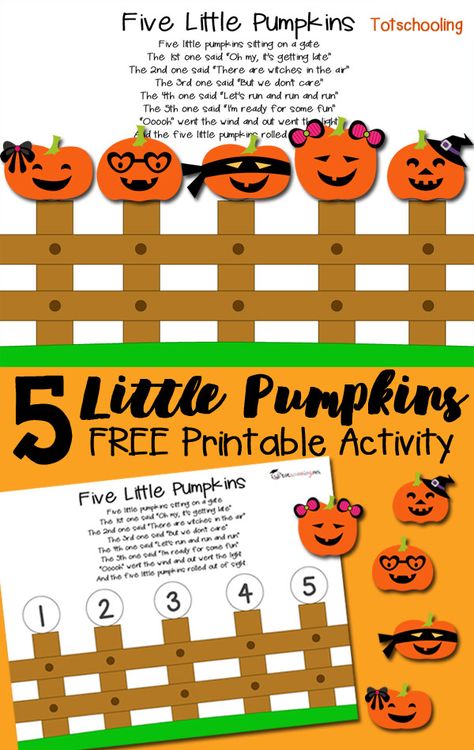 FREE 5 Little Pumpkins activity for toddlers and preschoolers to follow along with the popular nursery rhyme. Great for learning ordinal numbers and counting in the Fall and around Halloween. 5 Little Pumpkins, Pumpkins Preschool, Pumpkin Unit, Five Little Pumpkins, Halloween Lesson, October Activities, Halloween Kindergarten, Pumpkin Activities, Fall Lessons