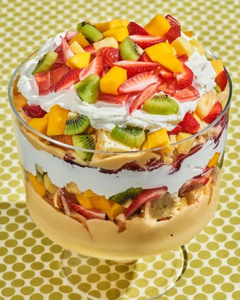 Shareable Desserts, Fruit Trifle, Christmas Trifle, Trifle Bowl, Trifle Desserts, Strawberry Jelly, Coconut Custard, Trifle Recipe, Seasonal Ingredients