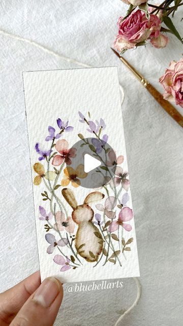 Water Colour Painting Watercolour Easy, Watercolour Bunnies, Q Tip Art, Watercolor Guide, Paint Tutorials, Easy To Paint, Bunny Watercolor, Painting Spring, Colourful Flowers