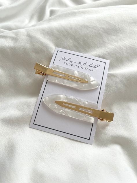 "\"to have and to hold your hair back\" 2 piece set marble hairclips - white or rainbow * 3 font styles to choose from  bridesmaid gift | maid of honour gifts | bridal party proposal ideas | bachelorette party favours | girls marble hairclips | hair accessories  *SHIPPING CA - untracked lettermail, FREE  (upgraded options available) US - tracked shipping free over $35USD International - tracked shipping free over $100CAD Local pickup (Hamilton, ON) - USE CODE: LOCALPUP Thank you so much for supp