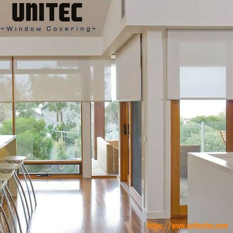 Roller Shades Living Room, Electric Window Shades, Solar Shades Windows, Automatic Shades, Solar Roller Shade, Outdoor Roller Blinds, Motorized Roller Shades, Muji Home, Indoor Blinds