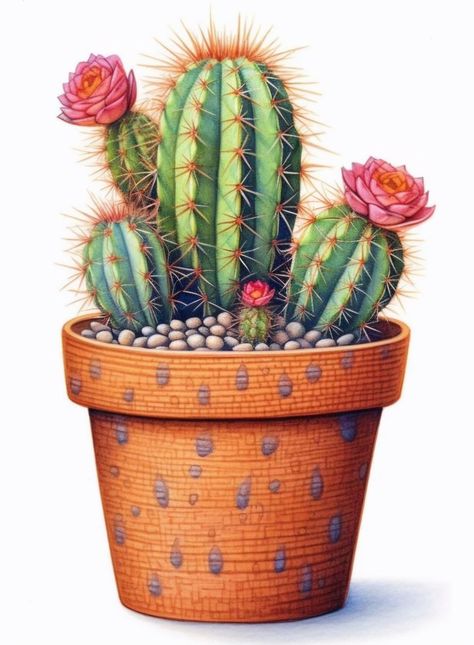 Cactus Paintings, Grayscale Coloring Pages, Therapeutic Art, Cactus Pot, Shading Techniques, Plant Painting, Fantasy Images, Grayscale Coloring, Coloring Pages Printable