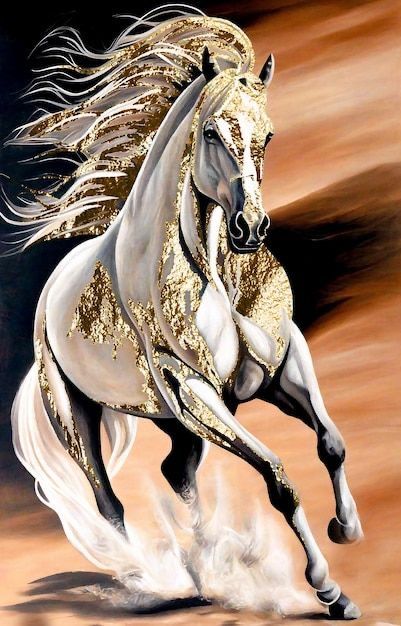 Horse Art Painting, White Horse Art, Horse Painting On Canvas, White Horse Painting, Horses Painting, Arabian Horse Art, Abstract Horse Art, Horse Canvas Painting, Horses Art