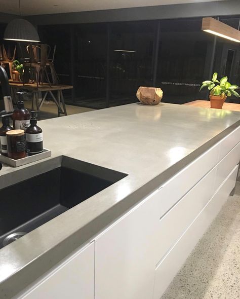 Concreate - Concrete Benchtops And Bespoke Concrete Creations Concrete Benchtop Kitchen, Concrete Benchtop, Kitchen Countertops Decor, Concrete Kitchen Island, Diy Cement, Kitchen Island Bench, Kitchen Benchtops, Concrete Countertops Kitchen, Kitchen Countertop Materials