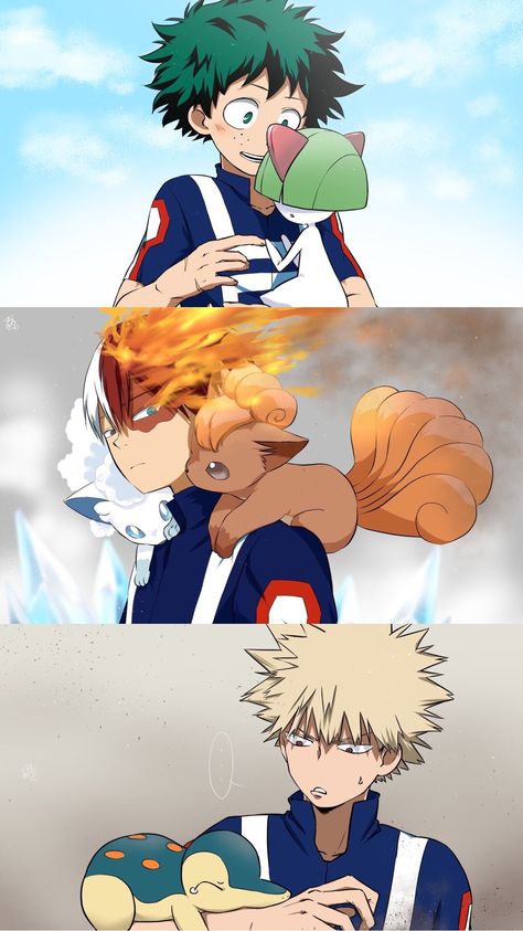 so cuteee! | My Hero Academia X Pokémon Pokemon Crossover, Pokemon Comics, My Hero Academia Shouto, Pokemon Memes, Pokemon Funny, My Hero Academia Memes, Boku No Hero Academia Funny, Cartoon Crossovers, Anime Crossover