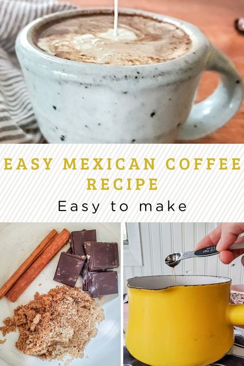 Mexican Chocolate Coffee, Bustelo Coffee Recipes, Abuelita Coffee Recipe, Mexican Coffee Bar Ideas, Spanish Coffee Recipe, Specialty Coffee Recipes, Barista Recipes, Mexican Mocha Coffee, Mexican Coffee Recipe