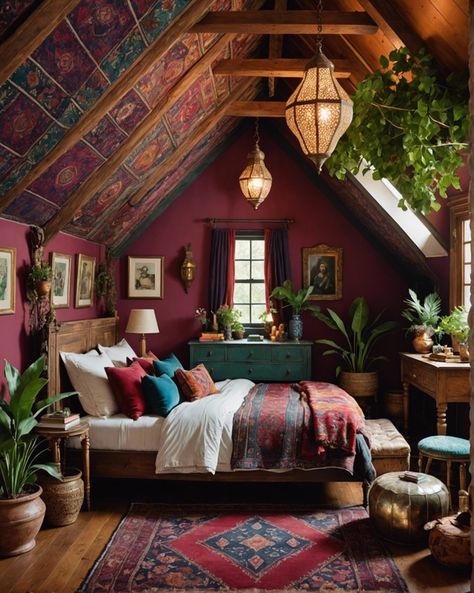 Attic Sloped Ceiling Decorating Ideas, Cozy Bedroom Attic, Attic Ideas Aesthetic, Attic Bedroom Ceiling Ideas, Attic Guest Bedroom Ideas, Loft Attic Bedroom, Low Ceiling Bedroom Design, Attics Turned Into Bedrooms, Bedroom Attic Slanted Walls