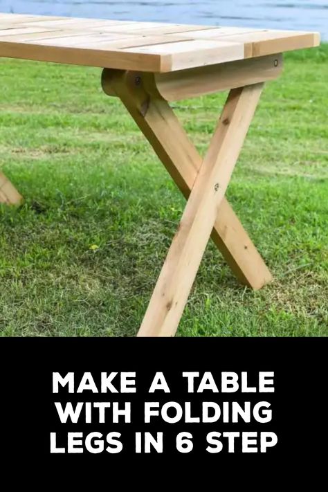 How to Make a Table With Folding Legs Diy Fold Up Table, Folding Table Legs Diy, Folding Legs Table Diy, Diy Wood Folding Table, Folding Table Plans, Collapsible Table Diy, Diy Expandable Table, Diy Foldable Table, Wooden Folding Table