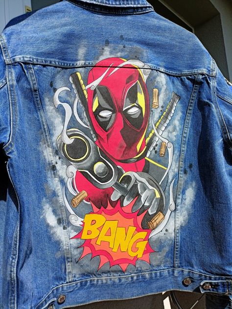 Denim Paint, Custom Jean Jacket, Diy Denim Jacket, Painted Clothes Diy, Hand Painted Denim Jacket, Marvel Clothes, Art Outfit, Battle Jacket, Denim Art