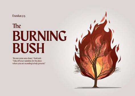 Moses Art Bible, Burning Bush Illustration, Burning Bush Art, Burning Bush Tattoo, Worship Illustration, Burning Illustration, Exodus Art, Bush Vector, Bible Illustrations Art