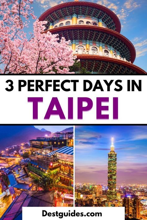 Planning to visit Taipei, Taiwan for 3 days? Here is a fun Taipei itinerary that you should follow to get the most out of your trip. | how to spend 3 days in Taipei | Taipei in 3 days | Taipei 3 day itinerary | best things to do in Taipei, Taiwan | unique activities to do in Taipei | Taipei itinerary for 3 days | best places to visit in Taipei, Taiwan | guide to traveling to Taipei | bucket list things to do in Taipei, Taiwan | beautiful places in Taipei | Taipei must visit places | #Destguides Taiwan Itinerary, Taipei Travel, Perfect Days, Visit Places, Taiwan Travel, Travel Destinations Asia, Asia Travel Guide, Taipei Taiwan, Best Places To Visit