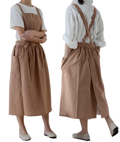 PRICES MAY VARY. ☀Size: Length:40.5"/103cm, Width:33.8"/86cm, extra long apron, perfect for protecting your clothes from getting dirty. ☀Made of TOVEK waterproof cotton fabric, slightly waterproof. ☀Great quality fabric and stitching, each side has a convenient pocket. ☀Perfect for gardening, kitchen, chores, artist smocks, or even casual outfit. ☀Package includes: 1pc*Apron √Material composition:  TOVEK waterproof cotton  √Size:  Length:40.5"/103cm, Width:33.8"/86cm, extra long apron, perfect f Gardening Painting, Aprons With Pockets, Cooking Painting, Cobbler Aprons, Branded Aprons, Japanese Apron, Fashion Apron, Cross Back Apron, Pinafore Apron