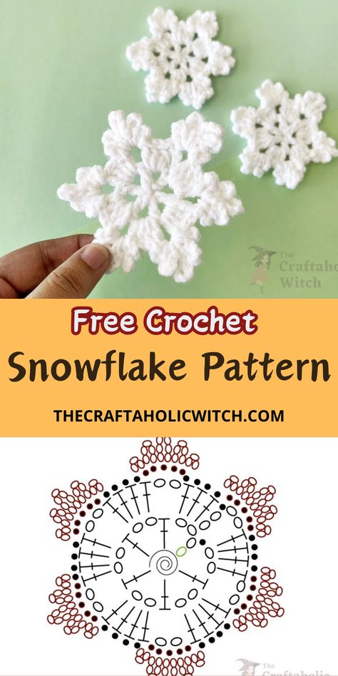 Grab this complimentary crochet pattern to create exquisite snowflakes ideal for festive decorations or embellishing gift packages. This beginner-friendly project yields breathtaking results that will impress anyone who lays eyes on them. Dive into this creative endeavor and craft beautiful snowflakes that capture the magic of the holiday season. Whether you're looking to adorn your home or present someone with a unique handmade gift, these snowflakes are sure to delight. Crochet A Snowflake, Crochet Ornaments Snowflake, Snow Flakes Crochet Pattern, Free Crochet Patterns Snowflakes, Crochet Easy Snowflake Free Pattern, Easy Crochet Snowflakes For Beginners, Crochet Dreidel Pattern, Crochet Lace Snowflake, How To Crochet Snowflakes