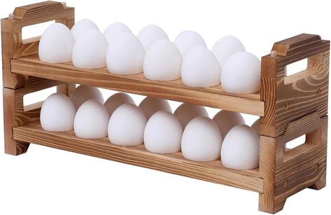 #AD KingLin Wooden Egg Holder Countertop, Egg Storage Trays Stackable for 24 Fresh Eggs, Deviled Egg Organizer Rustic Kitchen Decoration, Egg Container Rack, set of 2 pieces Wood Egg Cabinet, Wooden Egg Holder, Egg Organizer, Eggs Deviled, Egg Holders, Egg Container, Storage Trays, Wood Eggs, Rustic Decoration