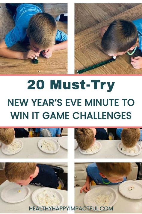 Children participating in New Year's Eve minute-to-win-it game challenges, using straws to move objects. Nye With Preteens, Kids Noon Years Eve Party Ideas, New Year's Eve Kids Games, New Year Eve Games For Adults, New Years Eve Countdown Ideas For Kids, New Years Eve Countdown Ideas, New Years Eve Kids Games, New Years Eve Fun For Kids, New Years Activities For Teens