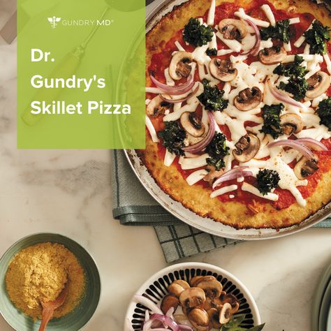 Skip the delivery fee and create Dr. Gundry's Skillet Pizza at home! Grab the recipe over on our blog! Dr Gundry Recipes Dinner, Dr Grundy, Skillet Pizza Recipe, Dr Gundry Recipes, Gundry Recipes, Gut Foods, Dr Steven Gundry, Healthy Skillet, Lectin Free Foods