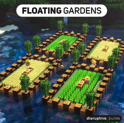 Minecraft Farm On Water, Floating Farm Minecraft, Minecraft Water House, Ancient Farming, Garden Minecraft, Minecraft Building Designs, Minecraft Small House, Minecraft Castle Designs, Floating Gardens