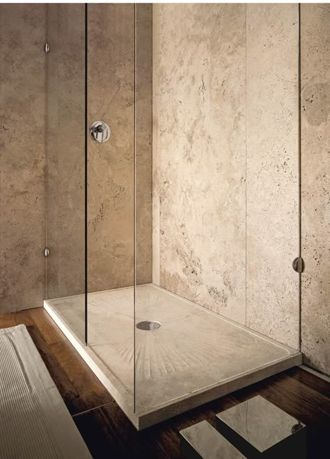 Shower Tray Ideas, Sand Bathroom, Travertine Shower, Stone Tile Bathroom, Travertine Bathroom, Mini Hotel, Natural Stone Bathroom, Showers Ideas, Stone Shower