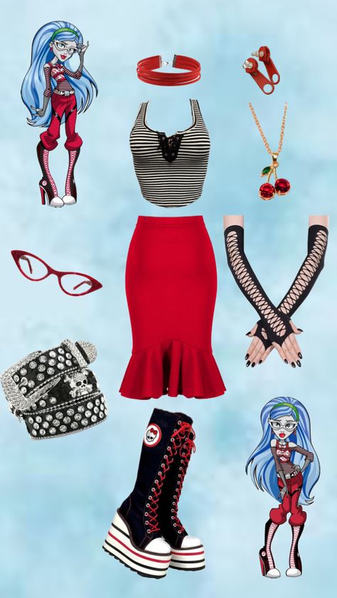 Ghoulia Yelps inspired outfit #monsterhigh Ghoulia Yelps, Monster High Clothes, Monster High Dolls, Goth Outfits, Monster High, Outfit Inspirations, Clothes