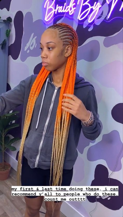 Orange Peak A Boo Braids, Blonde And Orange Braids, Orange Braided Hairstyles, Orange Braided Hairstyles For Black Women, Orange And Brown Braids, Orange And Blonde Braids, Braided Hairstyles Orange, Bob Braids Hairstyles, Weave Hairstyles Braided