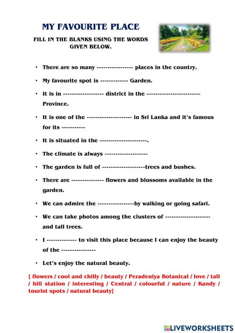 Describing places online exercise for Intermediate. You can do the exercises online or download the worksheet as pdf. Describing Words, Worksheets For Grade 3, Animal Worksheets, The Worksheet, Grammar School, English As A Second Language (esl), English As A Second Language, Describe Yourself, Online Workouts