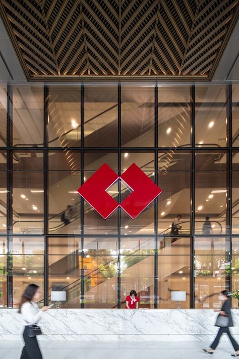 Techcombank Headquarters Hanoi / Foster + Partners | ArchDaily Double Height Lobby, Hotel Lounge, Foster Partners, Parametric Architecture, Space Photography, Office Tower, National Library, Urban Fabric, Glass Facades