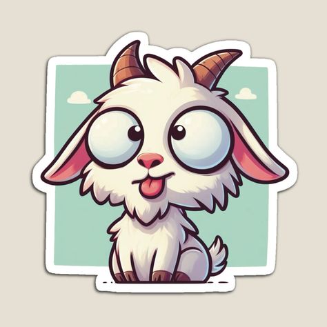 Get my art printed on awesome products. Support me at Redbubble #RBandME: https://www.redbubble.com/i/magnet/Silly-Goat-by-CmSam/160740810.TBCTK?asc=u Funny Goat Drawing, Goat Character Design, Cute Goat Drawing, Silly Goat, Cartoon Goat, Goat Drawing, Goat Paintings, Happy Goat, Cute Goat