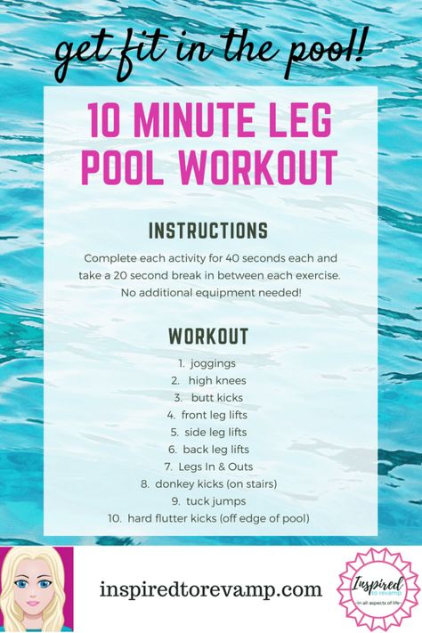 Pool Excercises Workouts, Water Aerobics Routine, Water Aerobic Exercises, Water Aerobics Workout, Swimming Pool Exercises, Workout Instructions, Exercise Pool, Aqua Fitness, Pool Workout