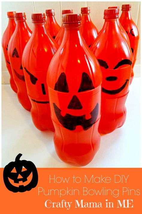 How to Make DIY Pumpkin Bowling Pins Diy Bowling Pins, Pumpkin Bowling, Halloween Bowling, Halloween Theme Preschool, Diy Bowling, Bowling Tournament, Patch Party, Pumpkin Patch Party, Goo Gone