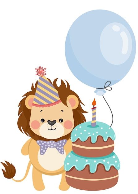 Crown On Head, Lion Sitting, Cute Lion, Happy Birthday Cake, Happy Birthday Cakes, Vector Photo, Cartoon Characters, Premium Vector, Graphic Resources