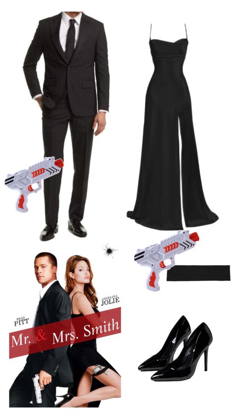 Mr. & Mrs. Smith Halloween costume Mrs Smith Costume, Me And Mrs Smith, Mr Mrs Smith, Mr And Mrs Smith, Mr & Mrs Smith, Halloween Movie Night, Mrs Smith, Pretty Halloween Costumes, Halloween Costume Outfits