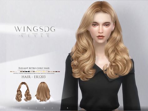 The Sims Resource - Elegant retro curly hair ER1203 Wingssims French Curl Hair Sims 4, Sclub Ts4 Hair, Wingssims French Curl Hair, Sims 4 Elegant Hair Cc, Sims 4 Cc Curled Hair, Sims 4 Cc Hair Curls, Sims 4 Cc Fancy Hair, Sims 4 Blowout Hair Cc, Sims 4 Elegant Hair