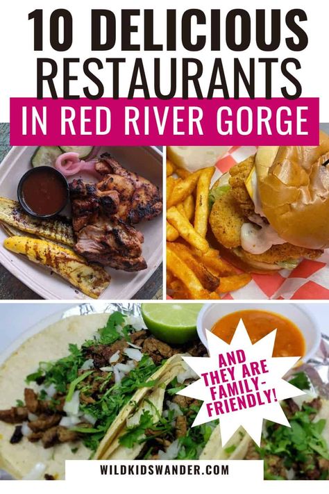 10 Delicious Red River Gorge Restaurants - Where the Wild Kids Wander Red River Gorge Kentucky Kayaking, Kentucky Food, Red River Gorge Kentucky, Kentucky Travel, Dream Vacation Spots, Sky Bridge, New River Gorge, Red River Gorge, Barbecue Restaurant